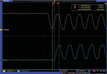 Figure 3. Strobe trace 10 cm longer than data trace.